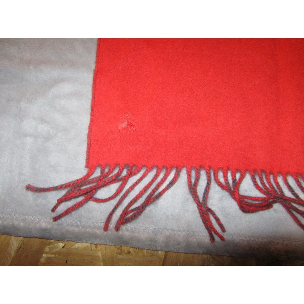 Brooks Brothers Red Charcoal‎ Grey Reversible Wool Fringed Scarf Golden Fleece